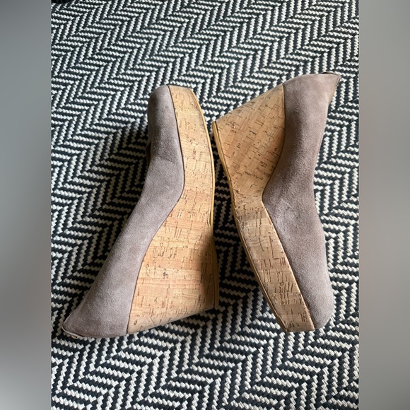 Stuart Weitzman Corkswoon Suede Leather Cork Wedge Shoes Tan Nude Size 10 - Picture 5 of 9